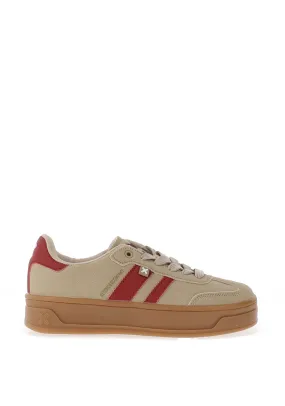 Xti Faux Suede Platform Trainers, Beige