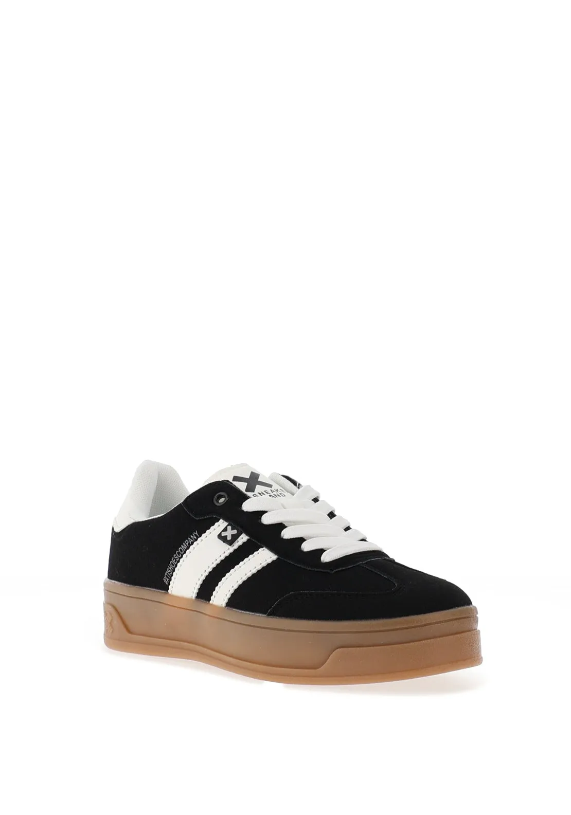 Xti Faux Suede Platform Trainers, Black