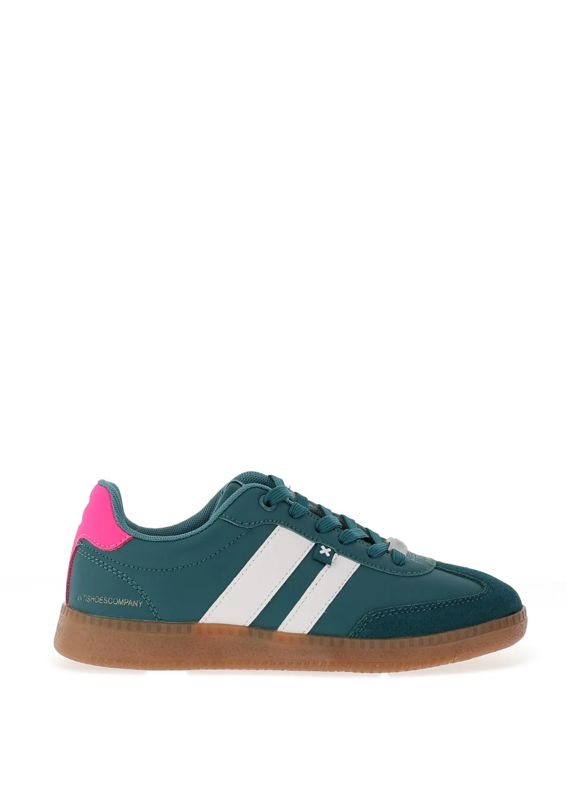 Xti Stripe Detail Colour Block Trainers, Green and Pink