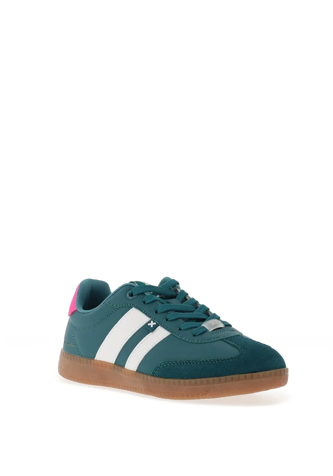 Xti Stripe Detail Colour Block Trainers, Green and Pink