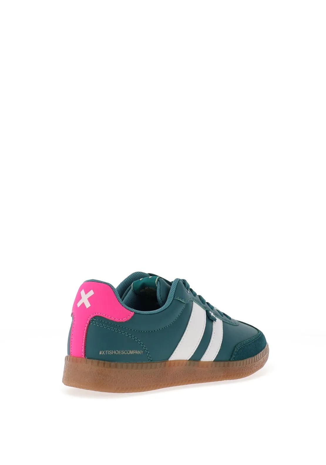 Xti Stripe Detail Colour Block Trainers, Green and Pink