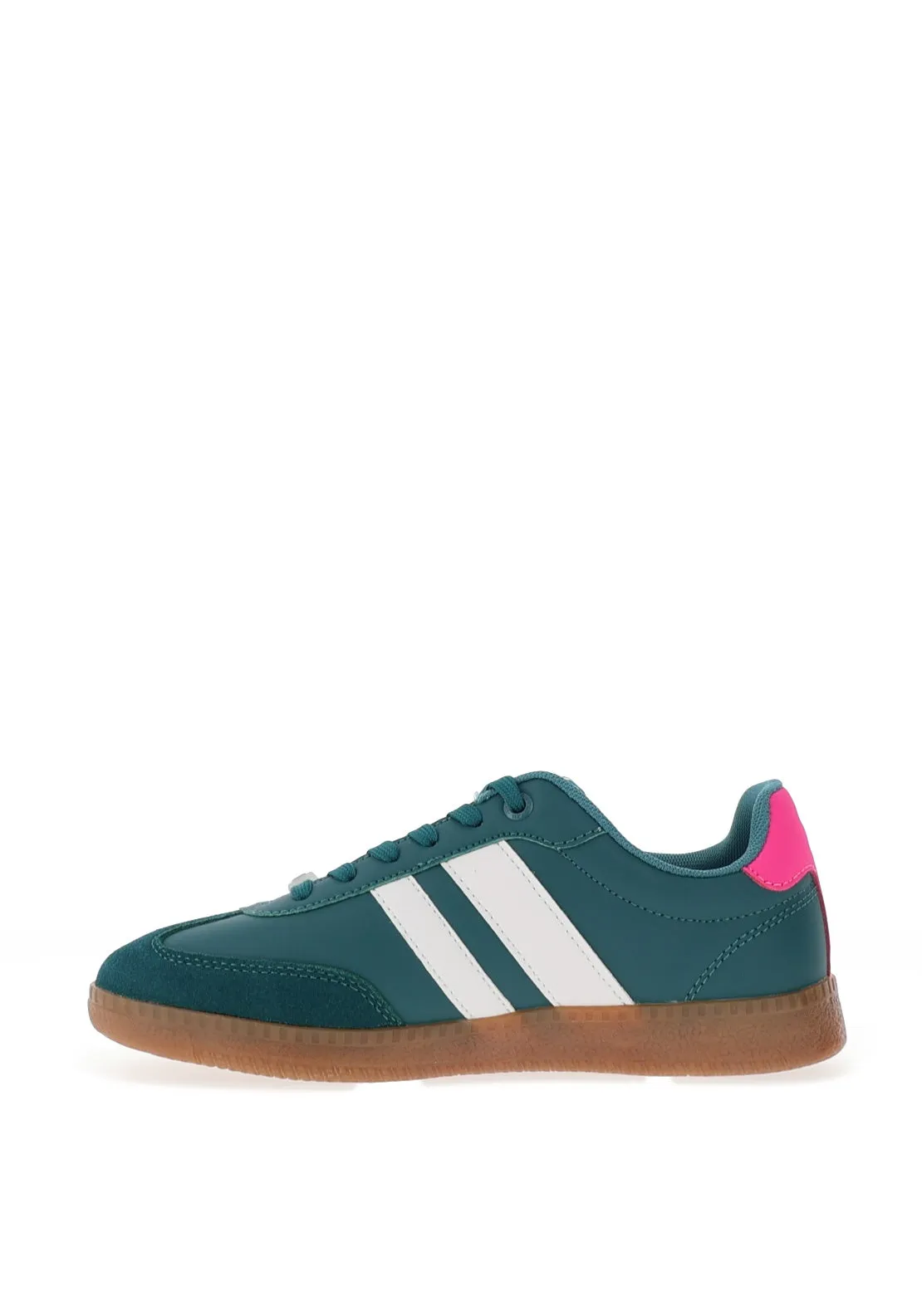 Xti Stripe Detail Colour Block Trainers, Green and Pink