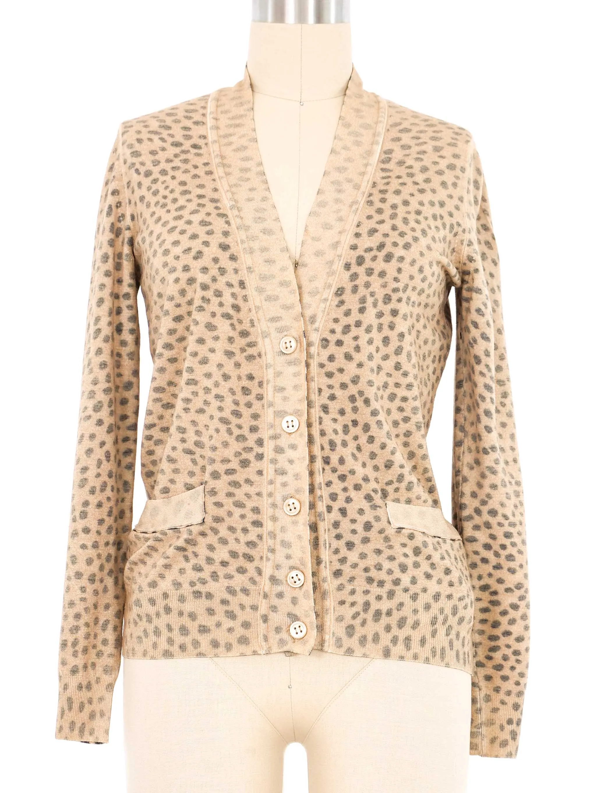 Yves Saint Laurent Inside Out Leopard Print Cardigan