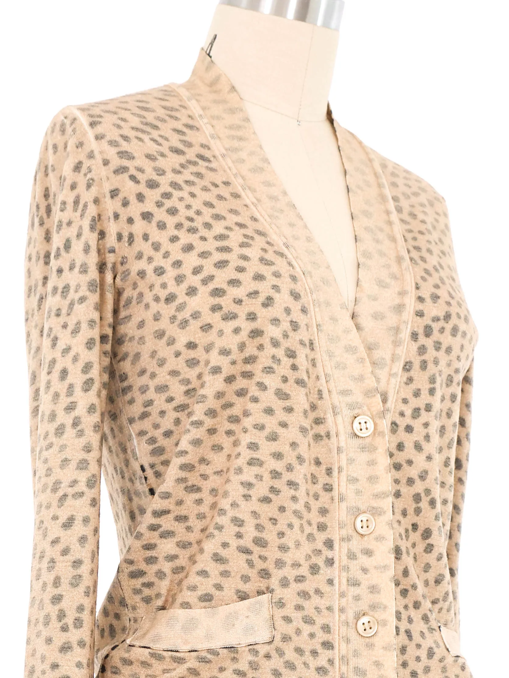 Yves Saint Laurent Inside Out Leopard Print Cardigan