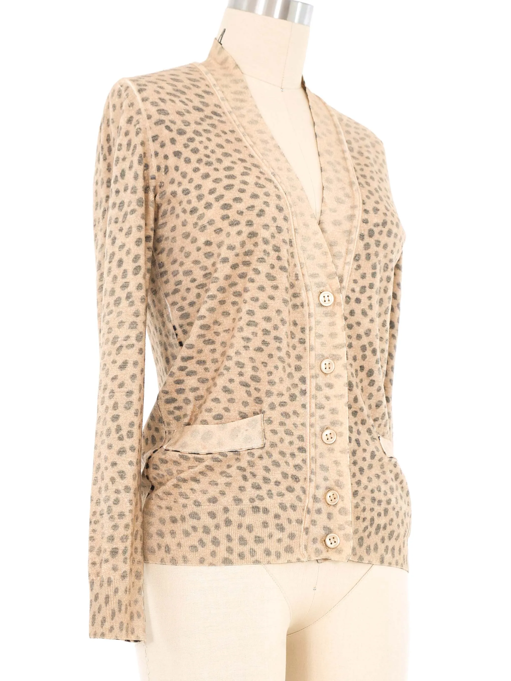 Yves Saint Laurent Inside Out Leopard Print Cardigan