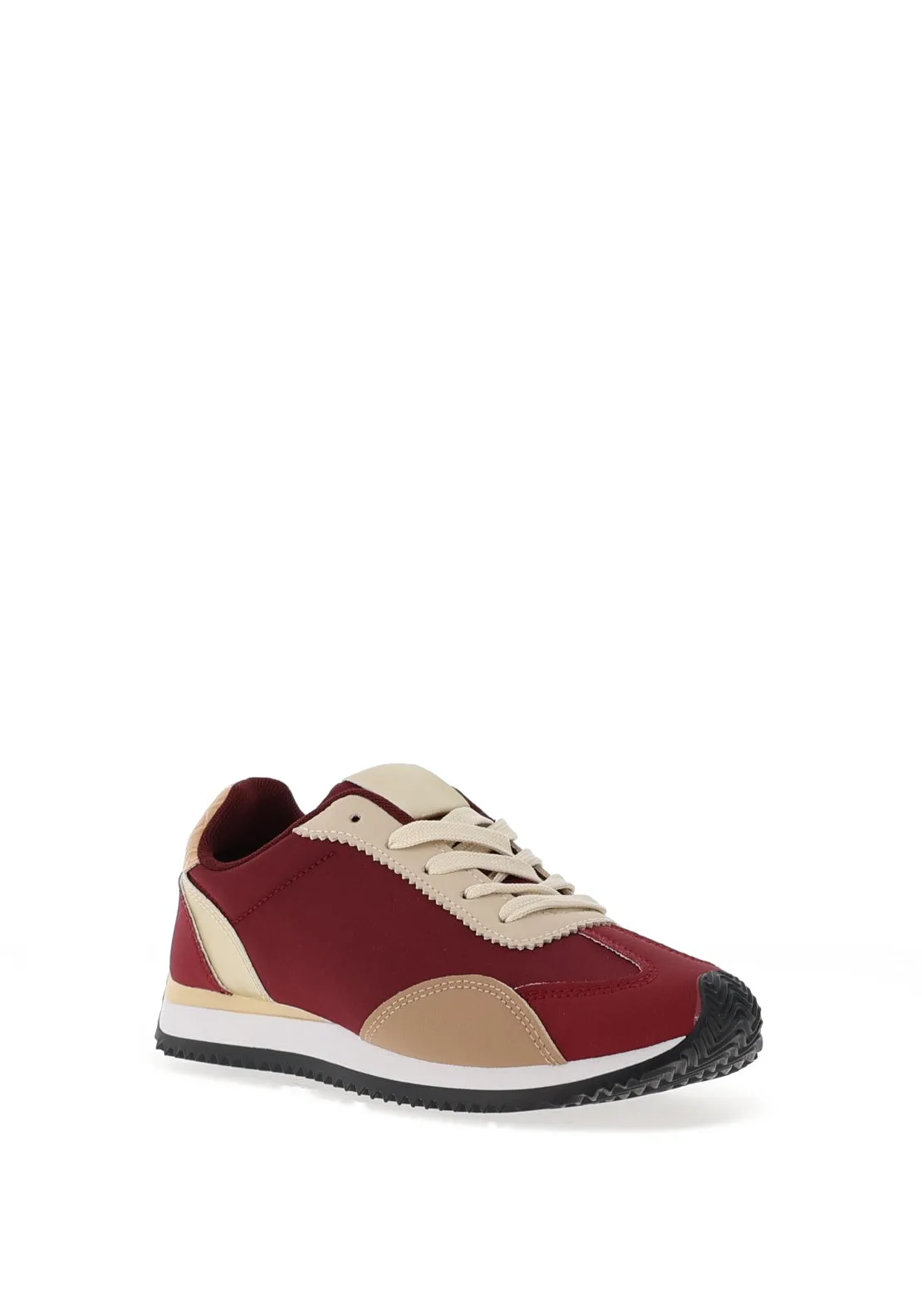 Zen Collection Colour Block Laced Trainers, Wine